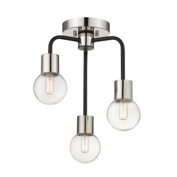 Z-Lite Neutra 3-Light Semi Flush Mount Ceiling Light In Matte Black With Polished Nickel