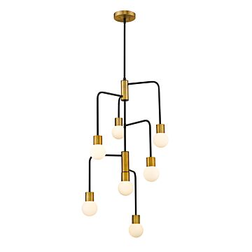 Z-Lite Neutra 7-Light Chandelier In Matte Black With Foundry Brass