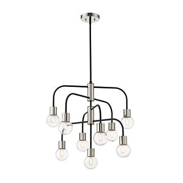 Z-Lite Neutra 9-Light Chandelier In Matte Black With Polished Nickel