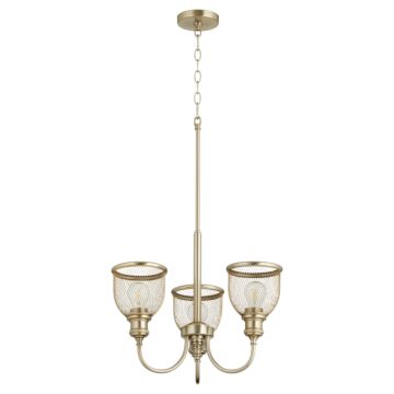 Omni Three Light Chandelier in Aged Brass by Quorum