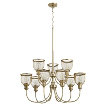 Omni Nine Light Chandelier in Aged Brass by Quorum
