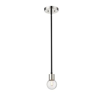 Z-Lite Neutra 1-Light Mini Pendant Light In Matte Black With Polished Nickel
