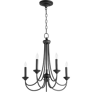 Brooks Five Light Chandelier in Textured Black by Quorum International