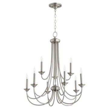 Quorum Brooks 9 Light 32 Inch Transitional Chandelier in Satin Nickel