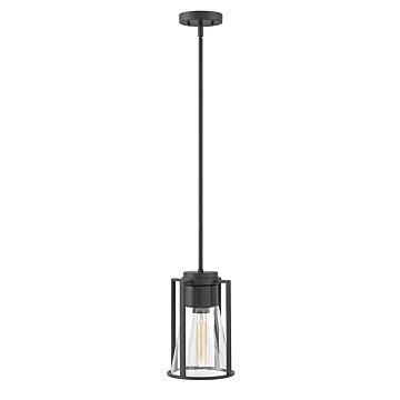 Hinkley Refinery 1-Light Pendant In Black With Clear Glass