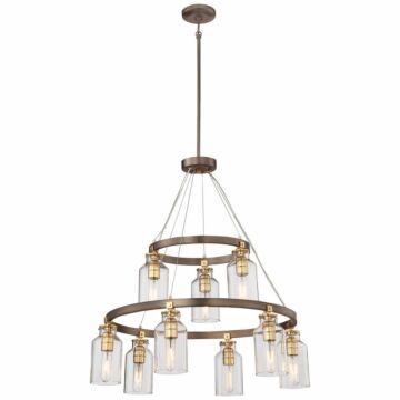 Minka Lavery Morrow 9 Light Transitional Chandelier in Harvard Court Bronze with Gold Highlights