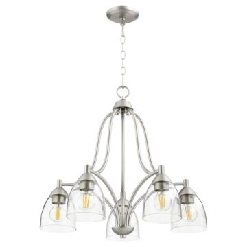 Barkley Five Light Chandelier in Satin Nickel  Clear Seeded by Quorum International