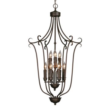 Multi Family Nine Light Foyer Pendant in Rubbed Bronze by Golden