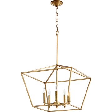 Gabriel Five Light Chandelier in Gold Leaf by Quorum International