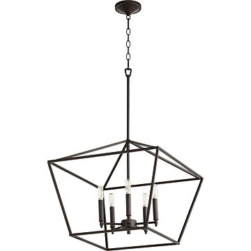Gabriel Five Light Entry Pendant in Oiled Bronze by Quorum International