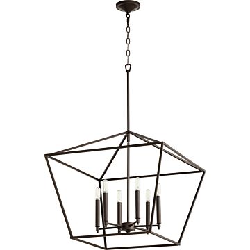 Gabriel Six Light Entry Pendant in Oiled Bronze by Quorum International