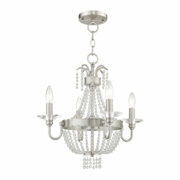 Valentina 4-Light Mini Chandelier with Ceiling Mount in Brushed Nickel