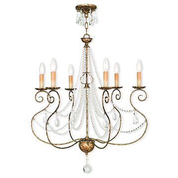 Isabella 6-Light Chandelier in Hand Applied European Bronze