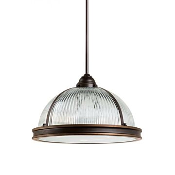 Pratt Street Prismatic Three Light Pendant in Autumn Bronze by Generation Lighting.