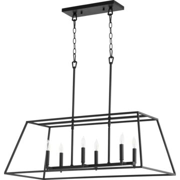 Gabriel Six Light Pendant in Textured Black by Quorum International
