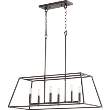 Gabriel Six Light Entry Pendant in Oiled Bronze by Quorum International