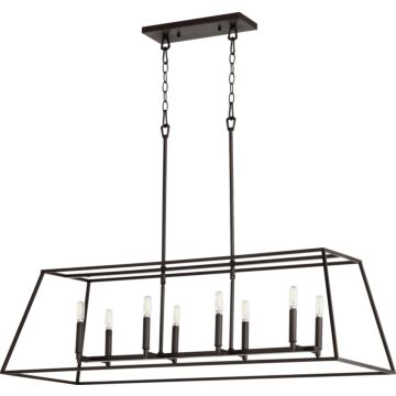 Gabriel Eight Light Entry Pendant in Oiled Bronze by Quorum International