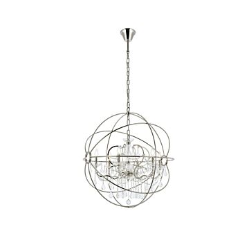Geneva 6-Light Chandelier in Polished Nickel