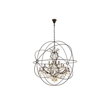 Geneva 25 Light Chandelier in Dark Bronze by Elegant Lighting