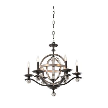 Rothwell Seven Light Chandelier in Polished Satin Nickel by Kalco