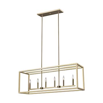 Moffet Street 6-Light Island Pendant in Satin Brass