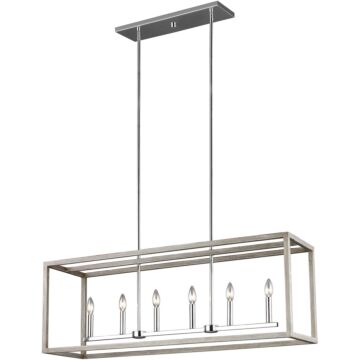 Generation Lighting Moffet Street 6-Light 15 Pendant Light in Washed Pine
