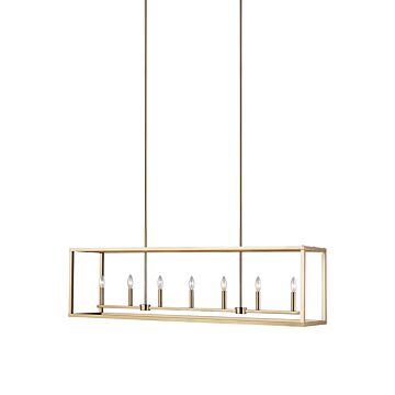 Moffet Street 7-Light Island Pendant in Satin Brass