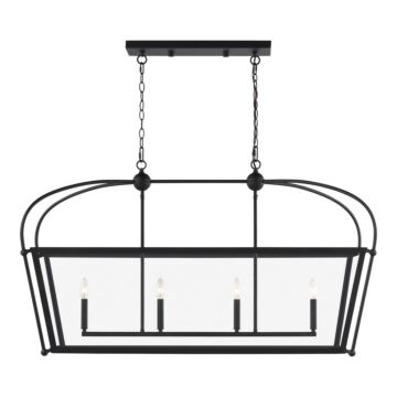 Charleston Four Light Linear Lantern in Midnight Black by Visual Comfort Studio