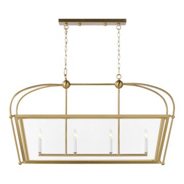 Charleston Four Light Linear Lantern in Satin Brass by Visual Comfort Studio