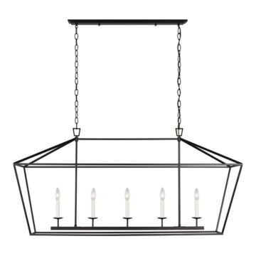 Dianna Five Light Linear Chandelier in Midnight Black by Visual Comfort Studio