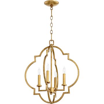 Dublin Four Light Entry Pendant in Gold Leaf by Quorum International