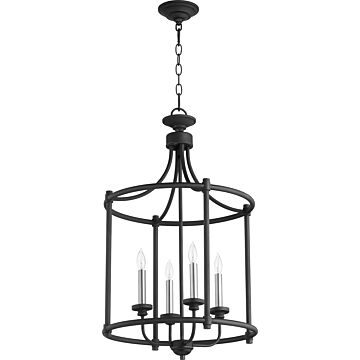 6922 Cage Entries Four Light Entry Pendant in Textured Black by Quorum International
