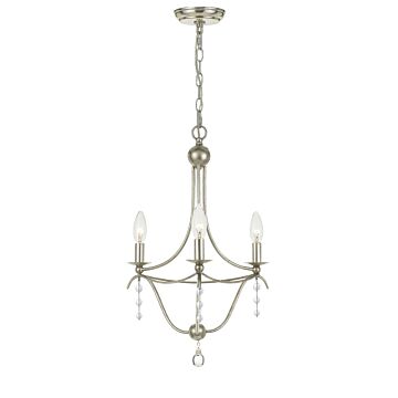 Metro Three Light Mini Chandelier in Antique Silver by Crystorama