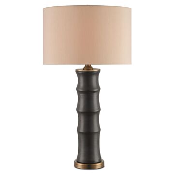 Currey & Company 31 Inch Roark Table Lamp in Matte Black and Antique Brass