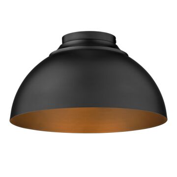 Zoey BLK Three Light Flush Mount in Matte Black by Golden