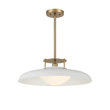 Gavin One Light Pendant in Whiteith Warm Brass Accents by Savoy House
