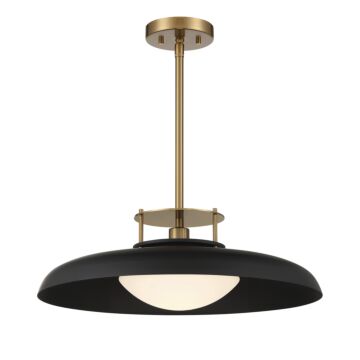 Gavin One Light Pendant in Matte Blackith Warm Brass Accents by Savoy House