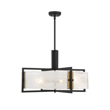 Hayward Five Light Pendant in Matte Blackith Warm Brass Accents by Savoy House