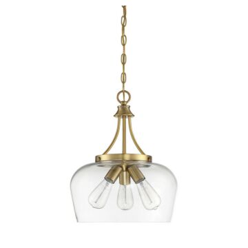 Octave Three Light Pendant in Warm Brass by Savoy House