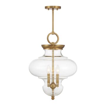 Bergdorf Three Light Pendant in Warm Brass by Savoy House