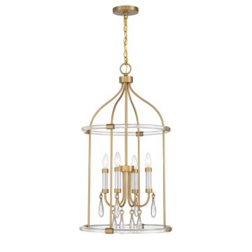 Mayfair Four Light Pendant in Warm Brass and Chrome by Savoy House