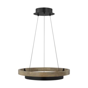 Grace LED Chandelier in Matte Black Weathered Oak Wood by Visual Comfort Modern