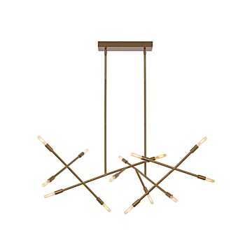 Line Wave 14 Light Chandelier in Aged Brass by Visual Comfort Modern