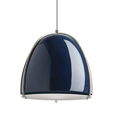 Paravo One Light Pendant in Blue Satin Nickel by Visual Comfort Modern