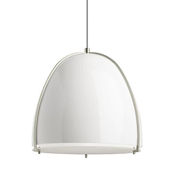 Paravo LED Pendant in Gloss White Satin Nickel by Visual Comfort Modern