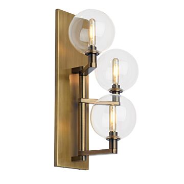 Gambit Three Light Wall Sconce in Aged Brass by Visual Comfort Modern