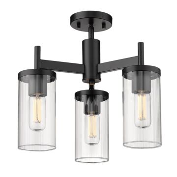 Winslett BLK Three Light Semi Flush Mount in Matte Black by Golden
