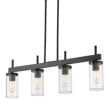 Winslett BLK Four Light Linear Pendant in Matte Black by Golden