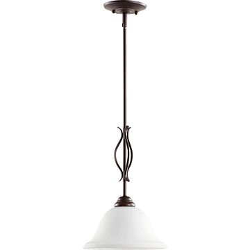 Spencer One Light Pendant in Oiled Bronze  Satin Opal by Quorum International