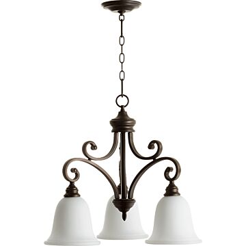 Bryant Three Light Chandelier in Oiled Bronze  Satin Opal by Quorum International